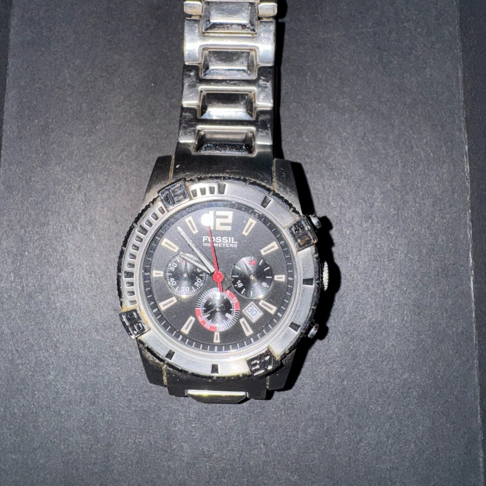 Fossil Black and Silver Men's Watch